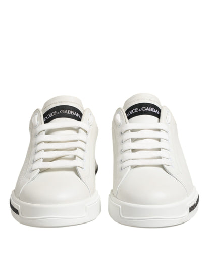 Black White Leather Portofino Sneaker Shoes