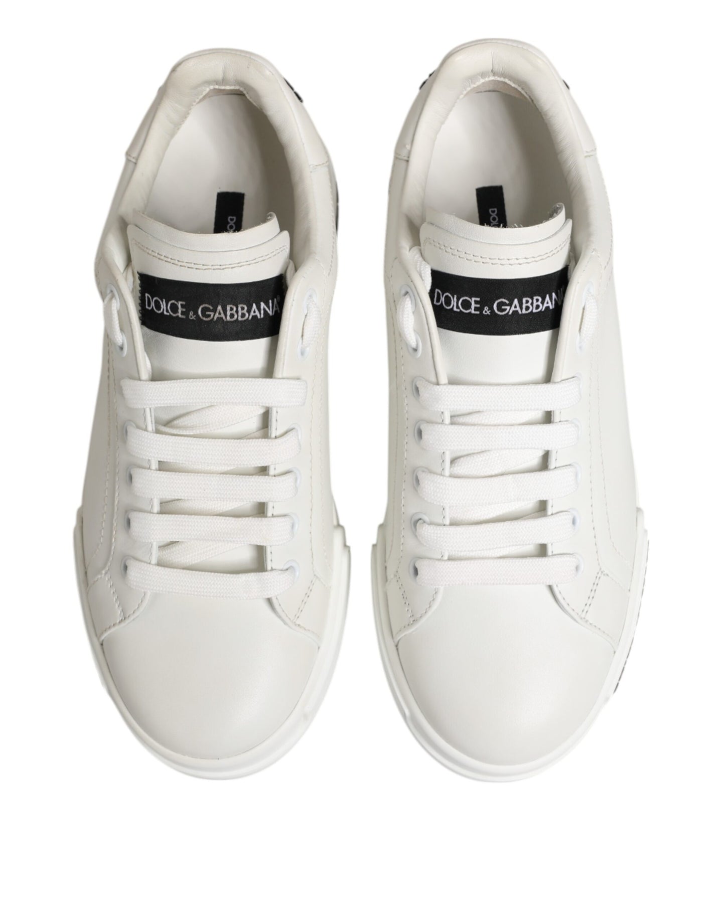 Black White Leather Portofino Sneaker Shoes