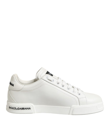 Black White Leather Portofino Sneaker Shoes