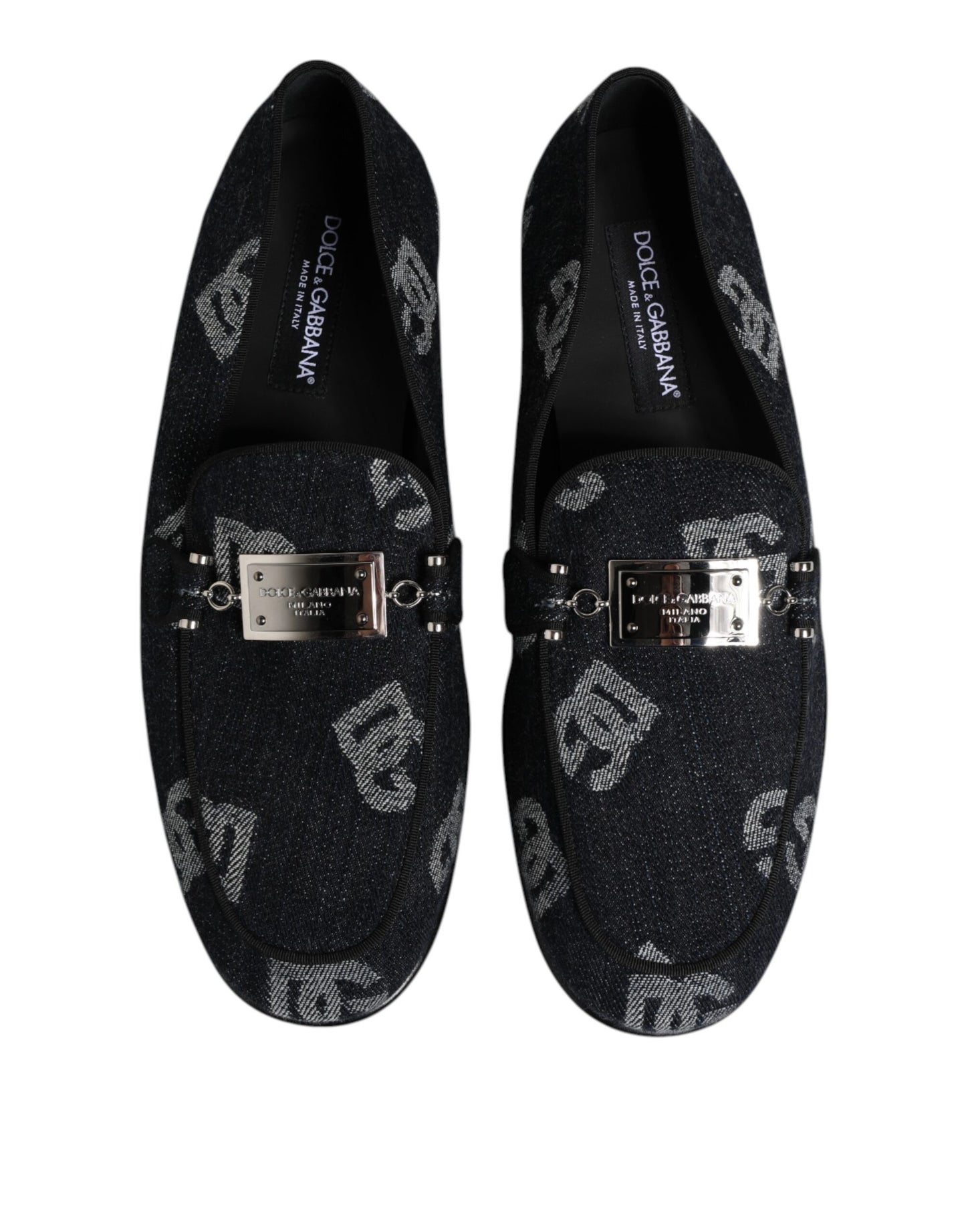 Blue Logo Cotton Loafers Formal Dress Shoes