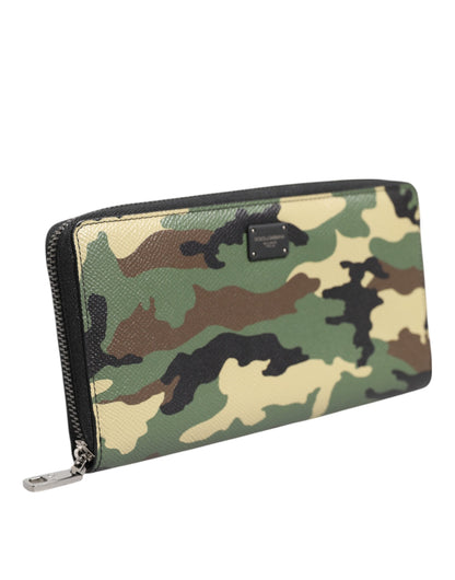 Multicolor Camouflage Logo Zip Around Continental Wallet