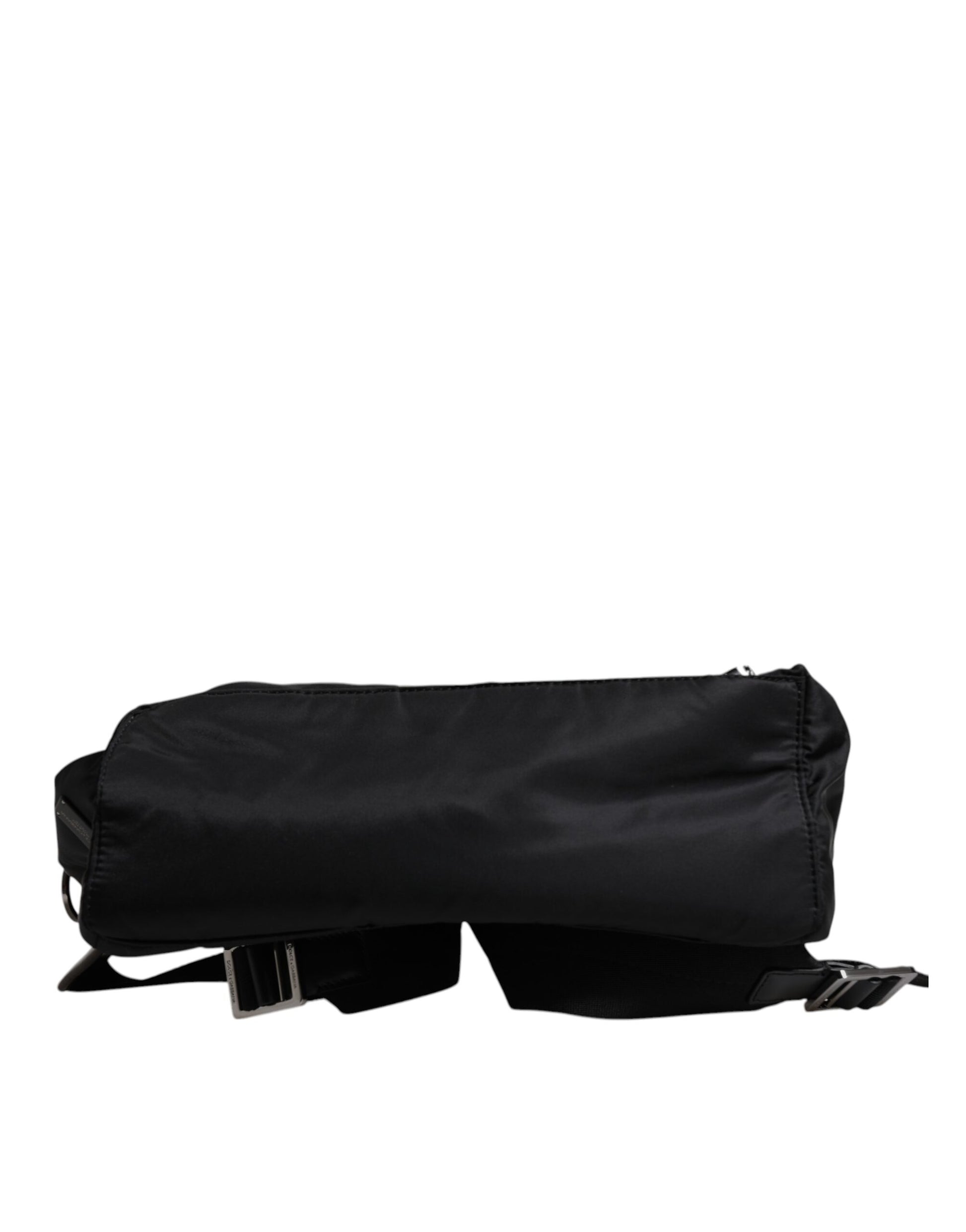 Black Logo Tape Polyamide School Travel Backpack Men Bag