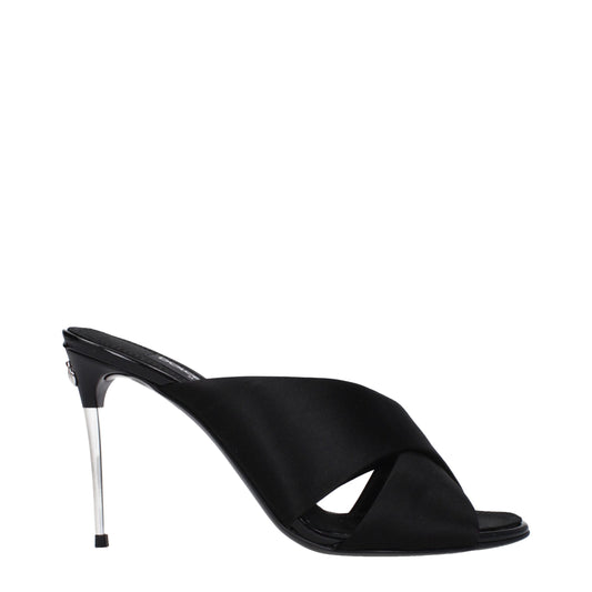 Black Satin Stiletto Heel Sandals