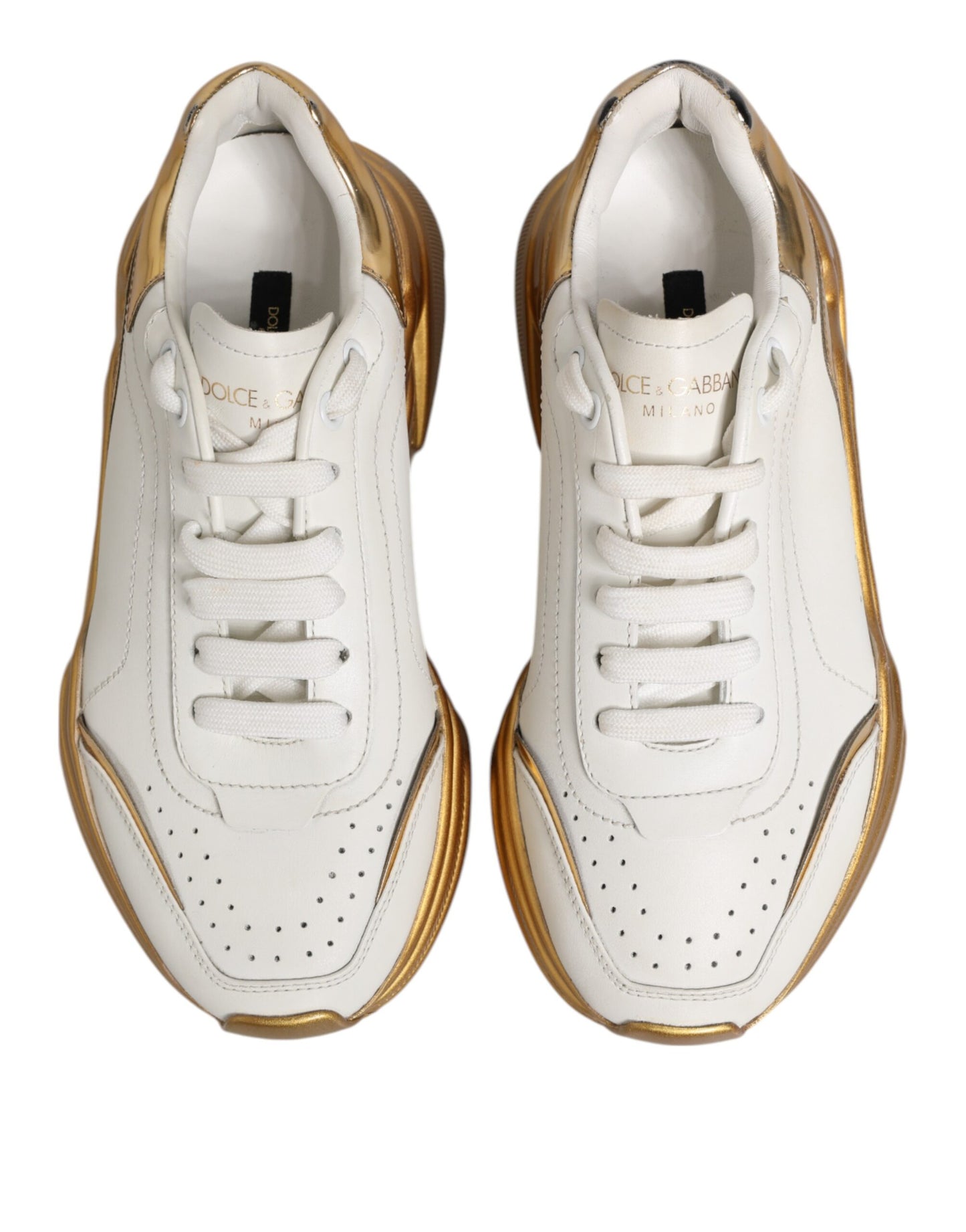 White Gold DAYMASTER Leather Sneakers Womens Shoes