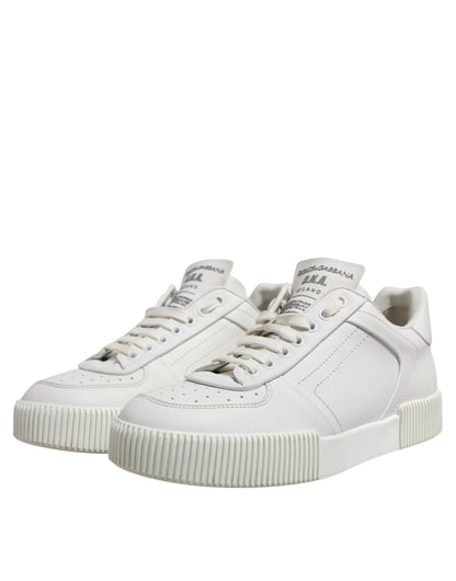 White Miami Leather Low Top Sneakers Men Shoes