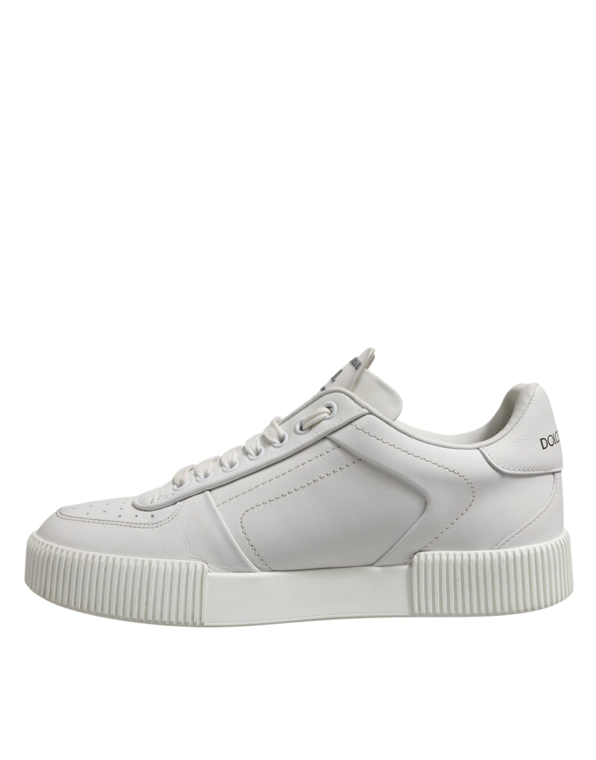 White Miami Leather Low Top Sneakers Men Shoes