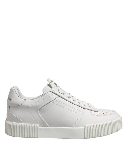 White Miami Leather Low Top Sneakers Men Shoes