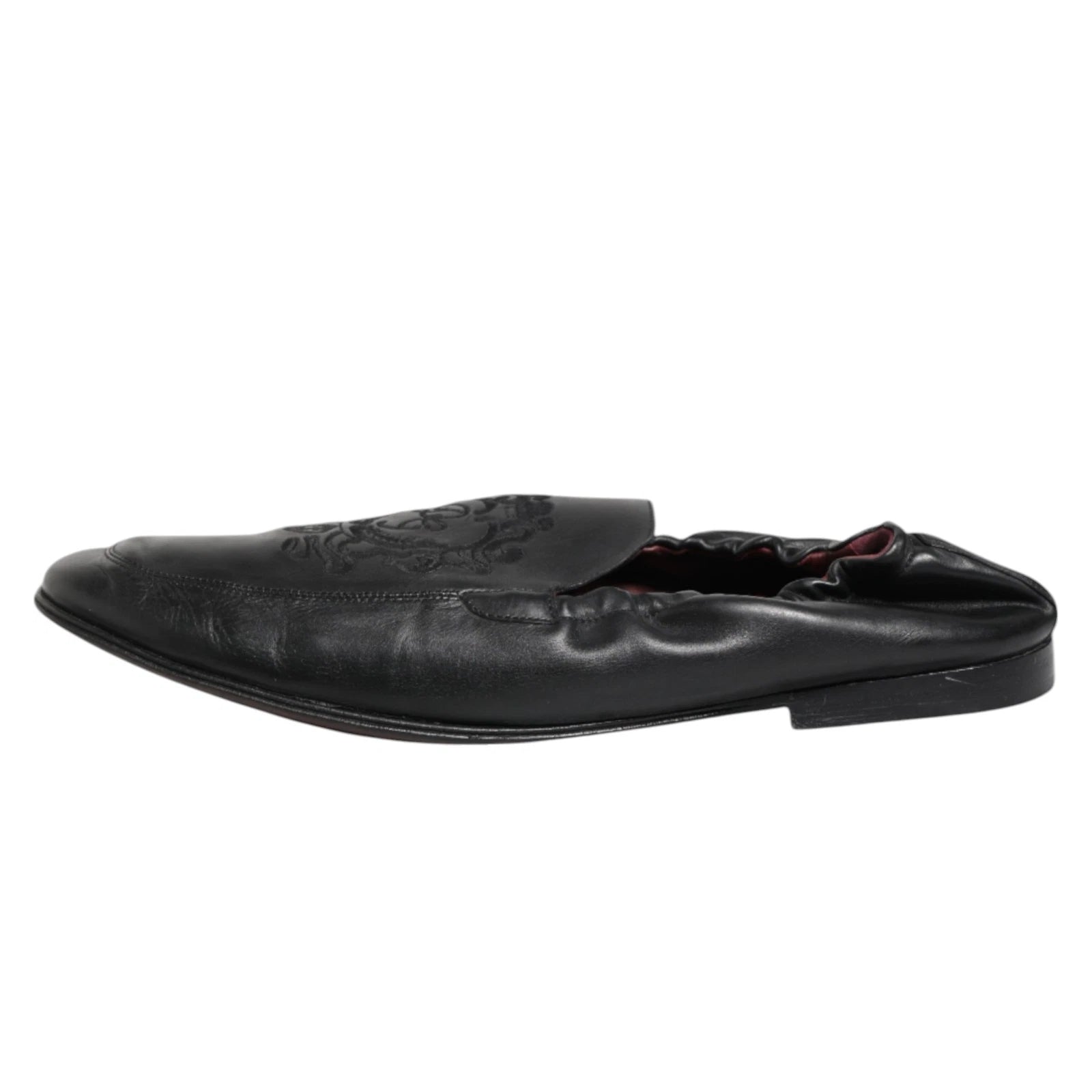 Black Leather Slip On Men Flat Loafers Shoes