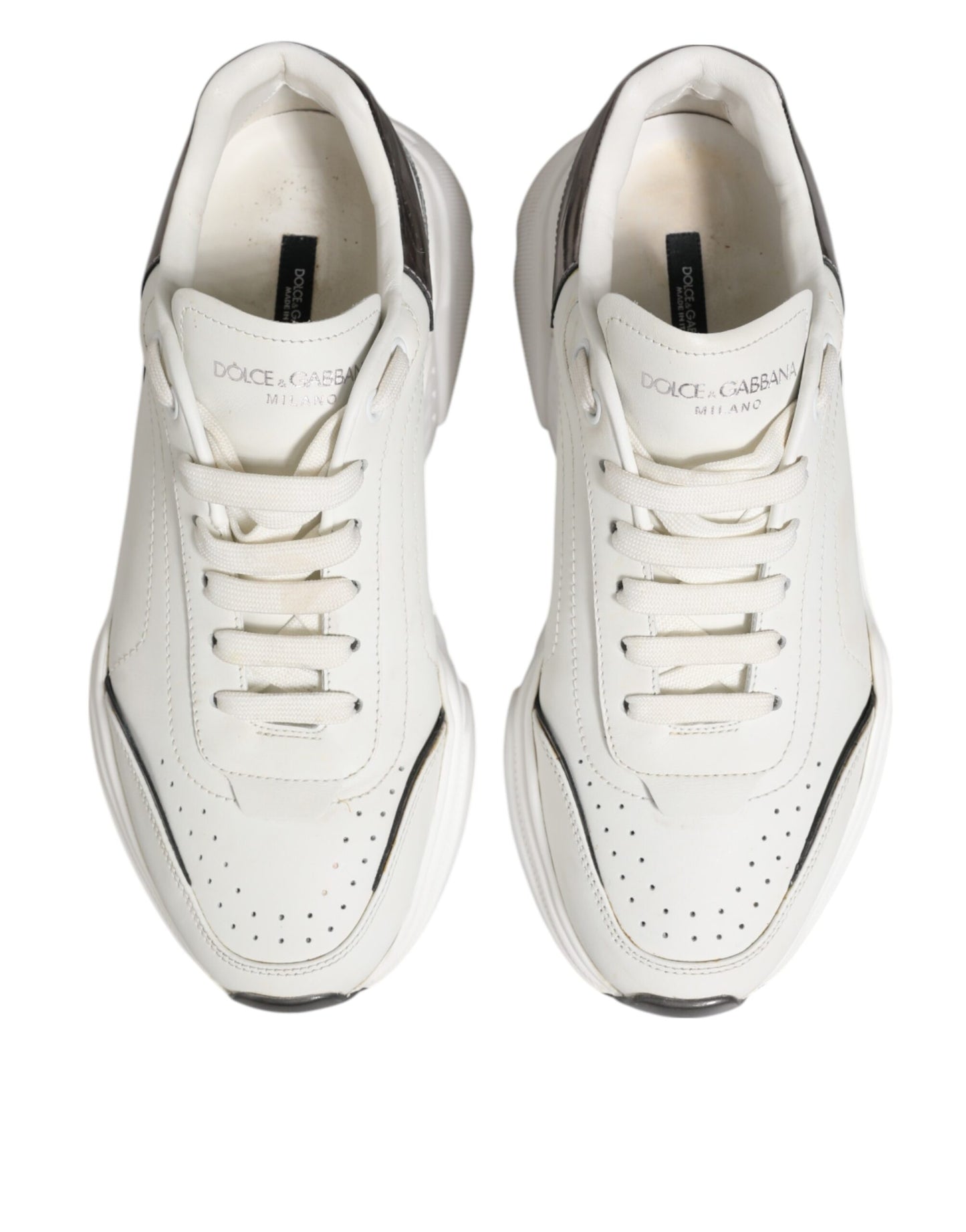 White Silver DAYMASTER Leather Sneakers Men Shoes