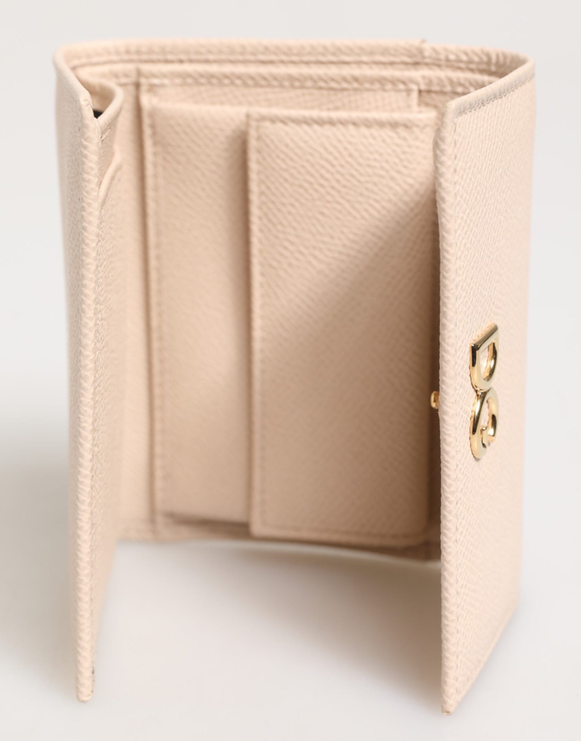 Light Pink Calf Leather DG Logo French Flap Wallet