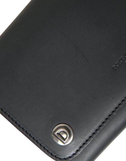 Black Leather Logo Embossed Mini Bifold Wallet Borse Bag