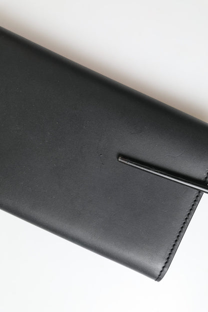 Black Leather Logo Embossed Mini Bifold Wallet Borse Bag