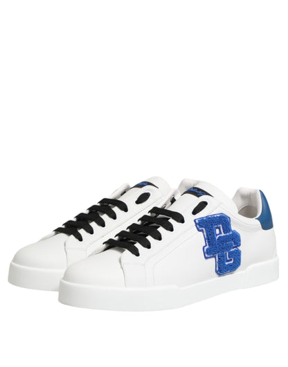 White Leather DG Logo Low Top Sneakers Shoes
