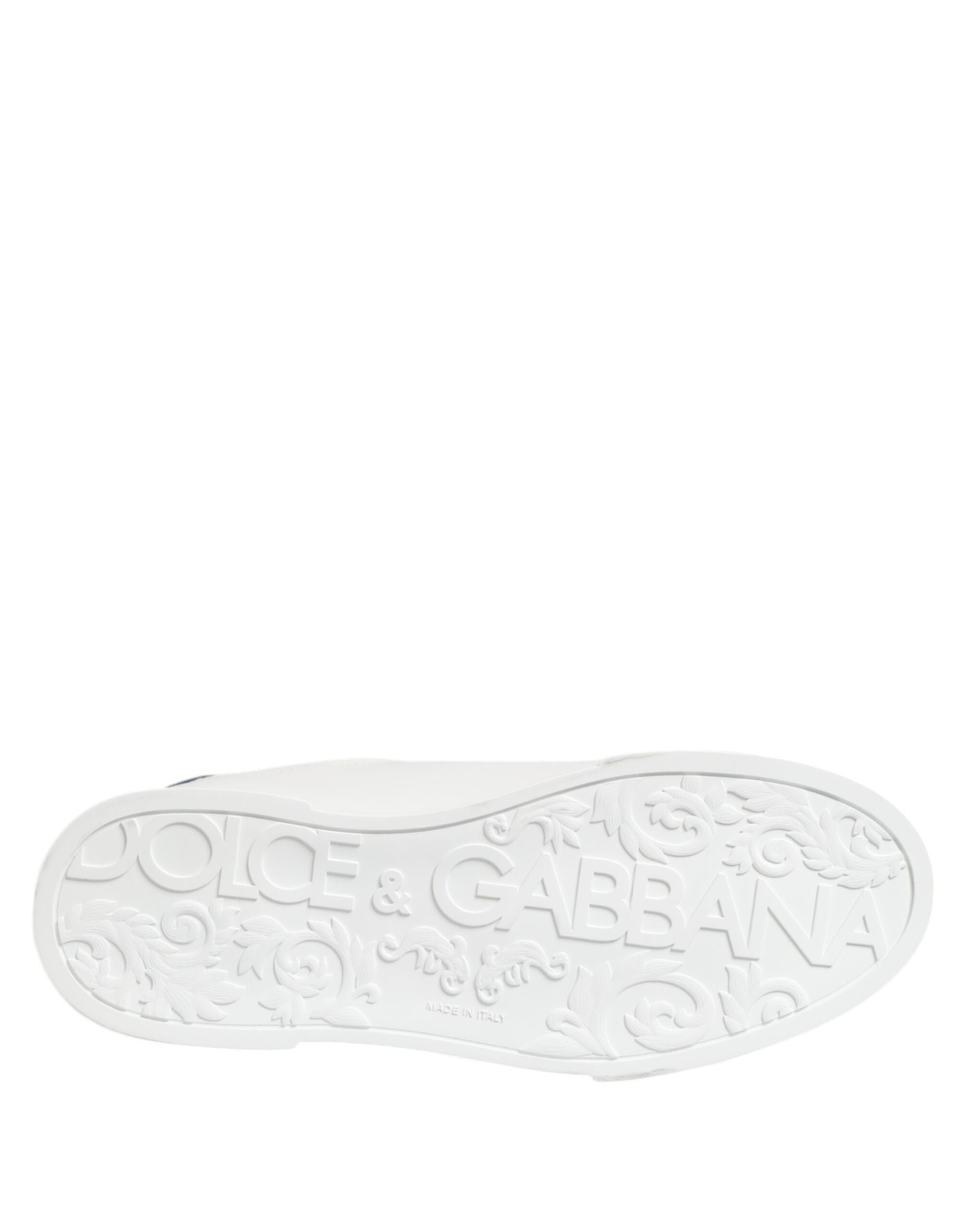 White Leather DG Logo Low Top Sneakers Shoes