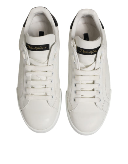 White Black Leather Low Top Men Sneakers Shoes