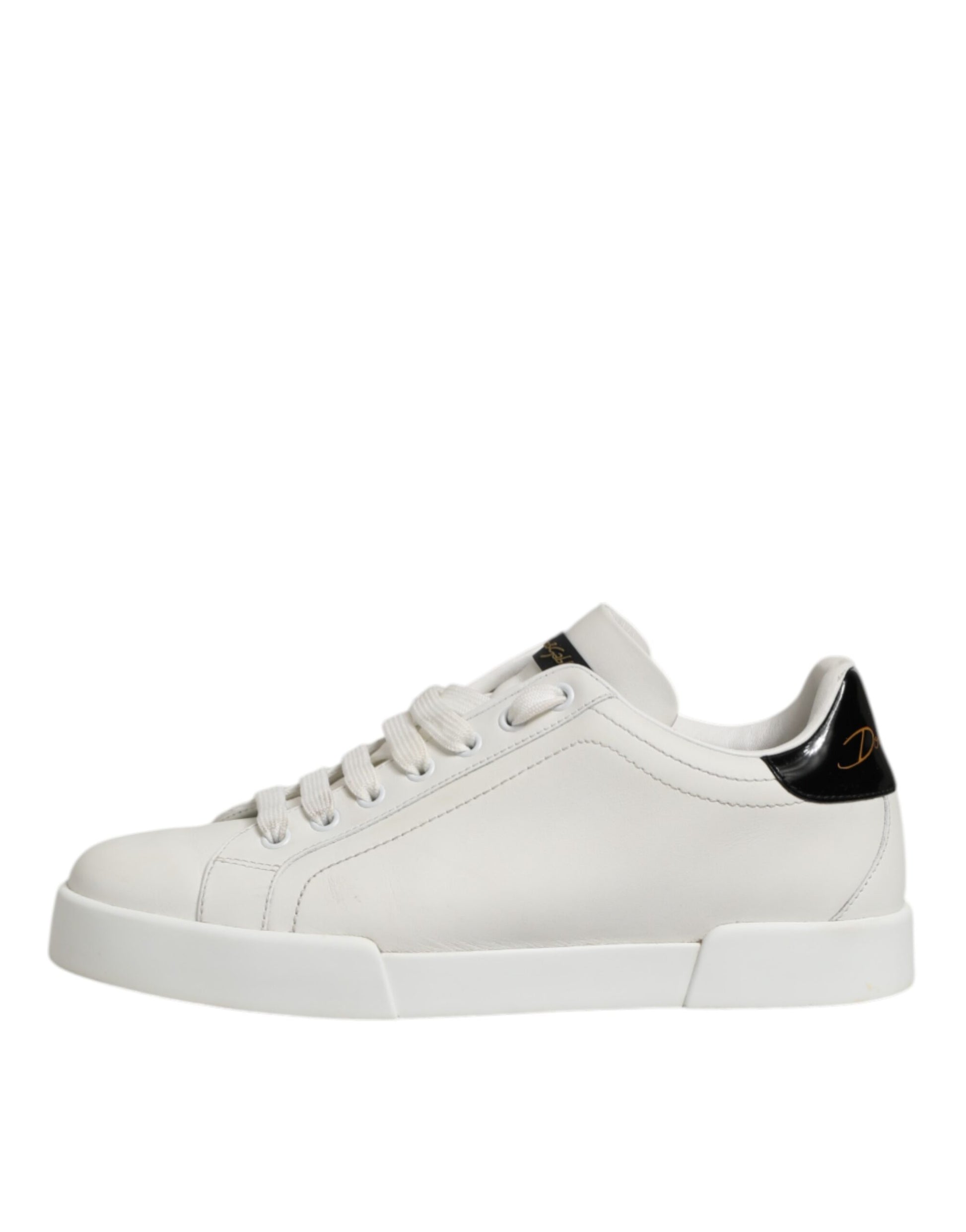 White Black Leather Low Top Men Sneakers Shoes