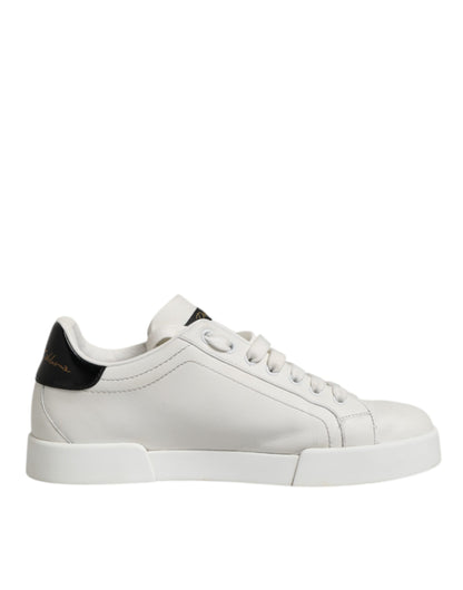 White Black Leather Low Top Men Sneakers Shoes