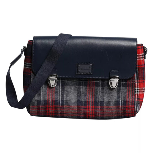Multicolor Plaid Wool Calfskin Tartan Satchel Bag