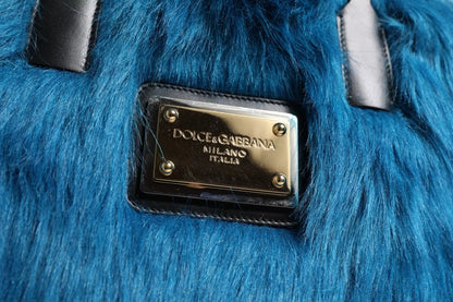 Blue Fur Logo Plaque Double Handle Shoulder Bag