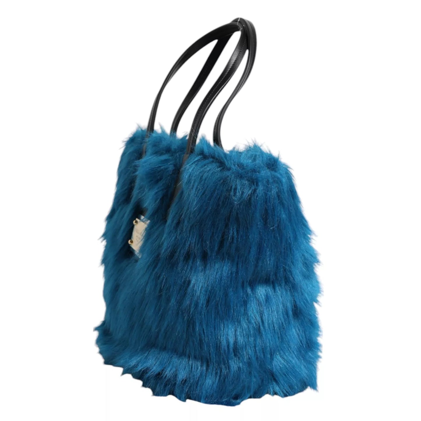 Blue Fur Logo Plaque Double Handle Shoulder Bag