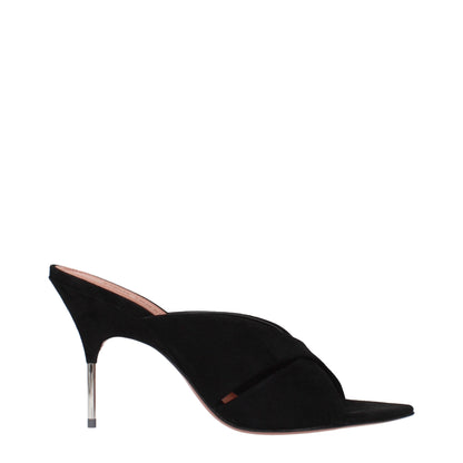 Black Leather Stiletto Heel Sandals