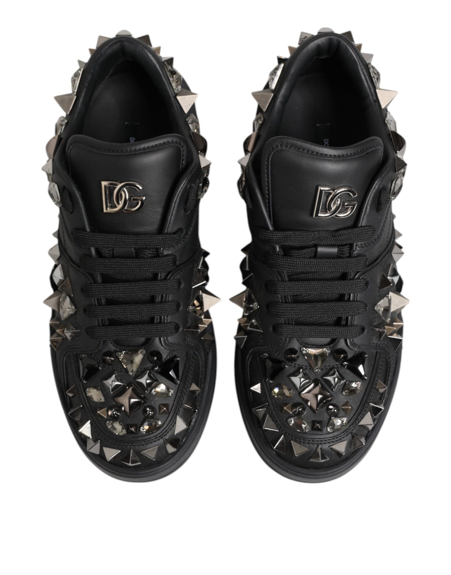 Black Portofino Studded Men Sneakers Shoes
