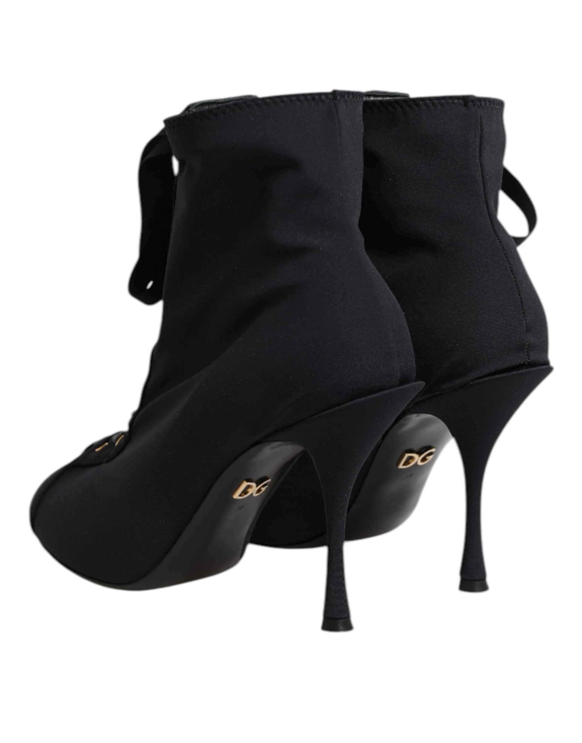 Black Stiletto Heels Lace Up Boots Shoes