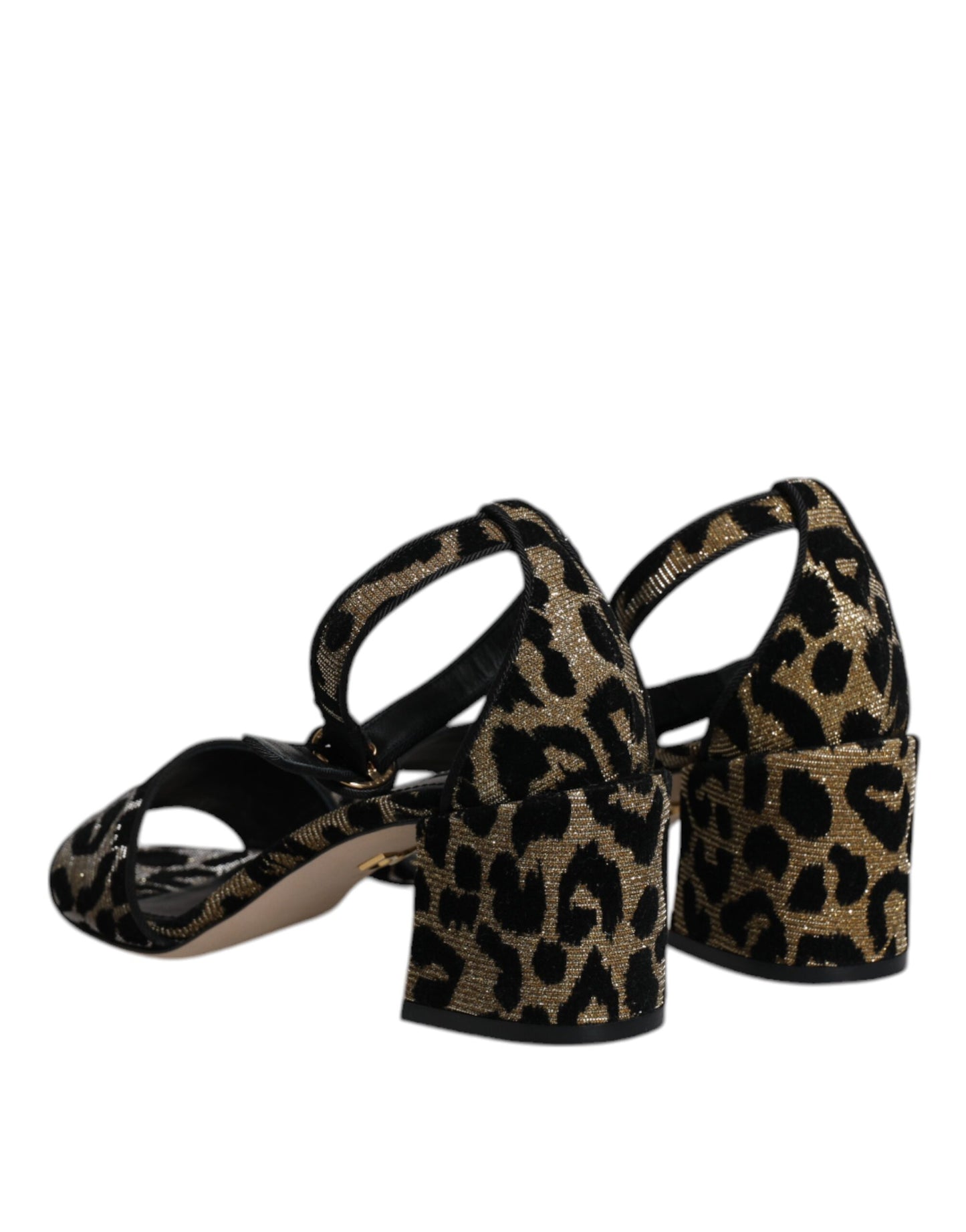 Gold Leopard Ankle Strap Heels Sandals Shoes