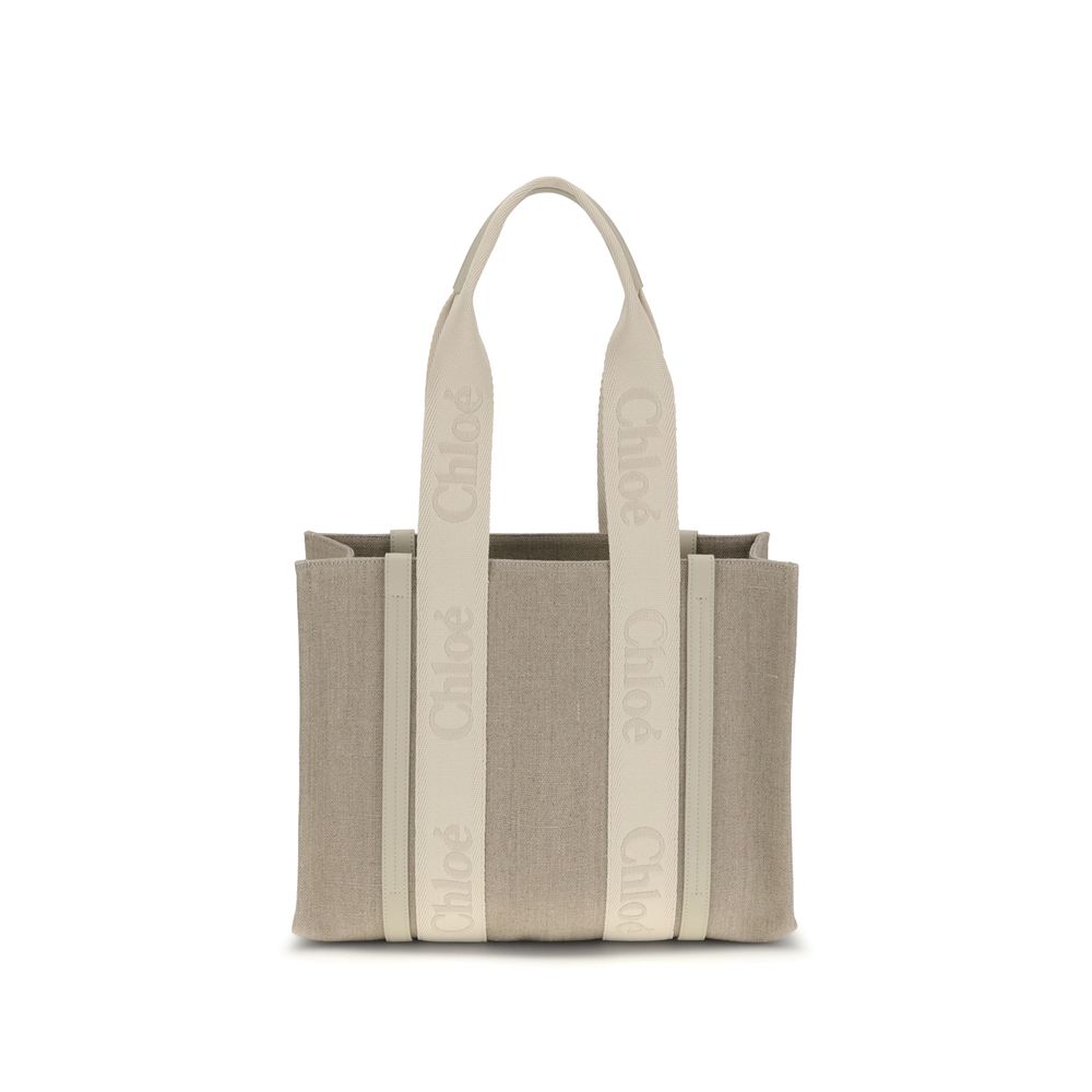 Beige Linen Shoulder Bag