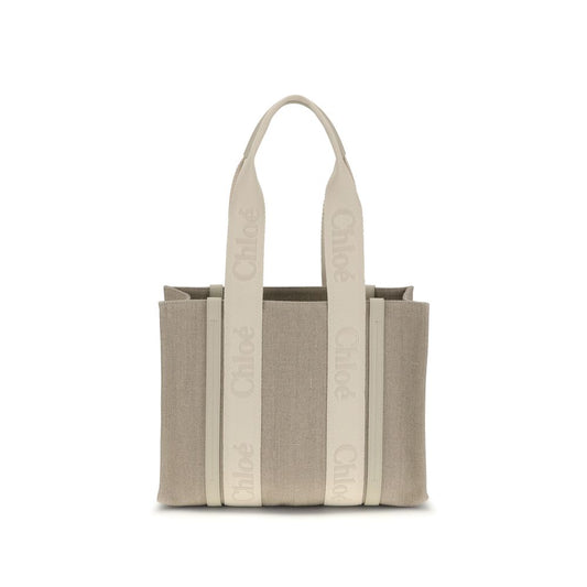 Beige Linen Shoulder Bag