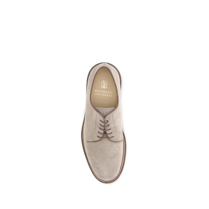 Beige Calf Leather Bos Taurus Oxfords And Derbies