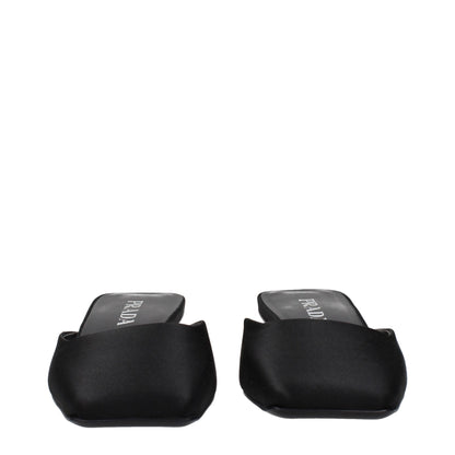 Black Satin Flat Sandals