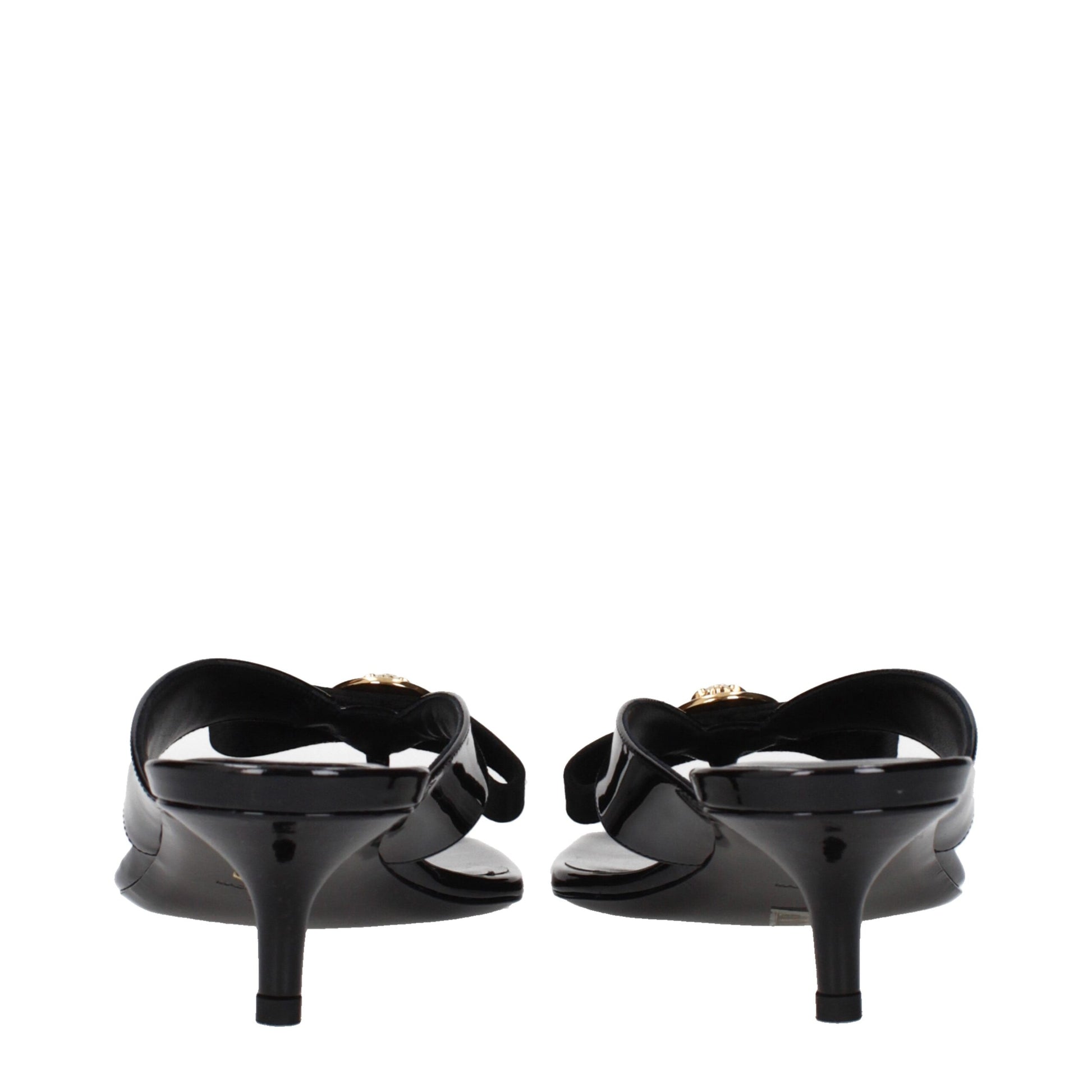 Black Leather Stiletto Heel Sandals