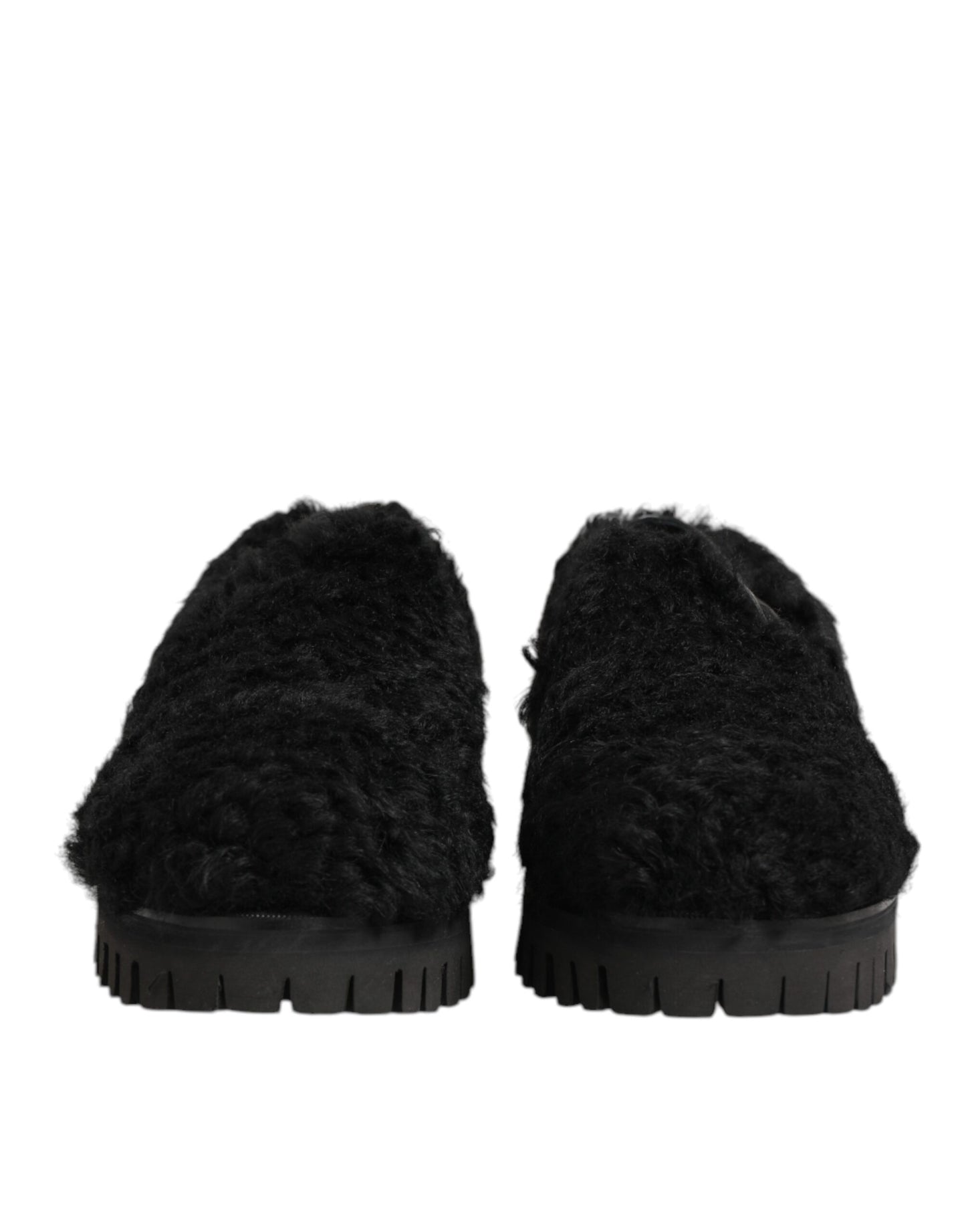 Dress Black Fur Leather Slippers Men Shoes