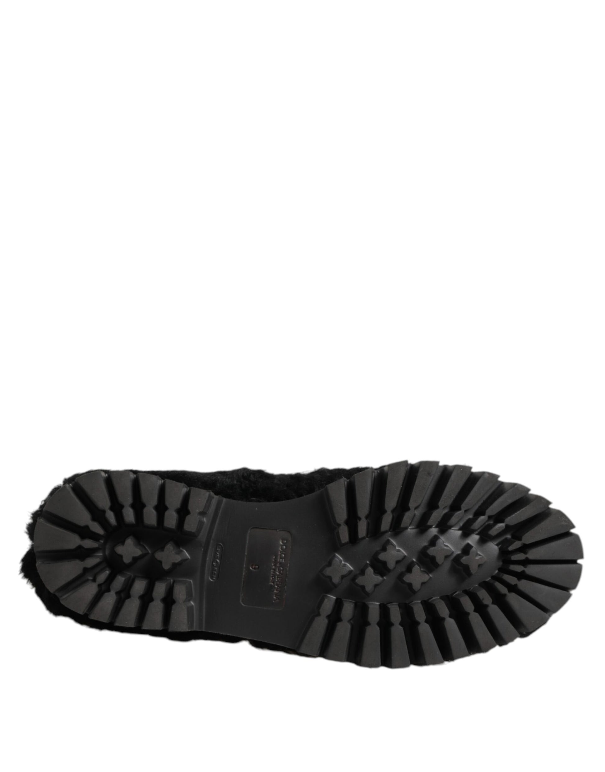 Dress Black Fur Leather Slippers Men Shoes
