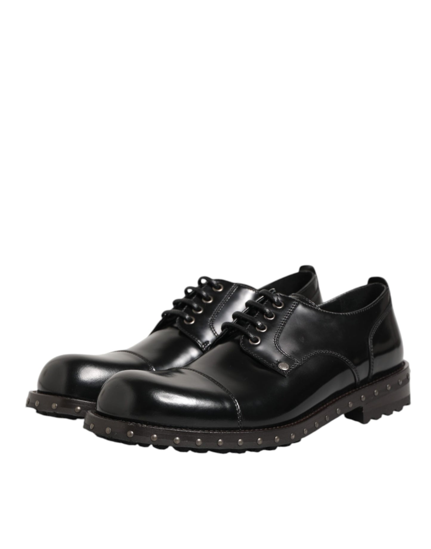 Black Leather Studded Men Formal Derby Shoes