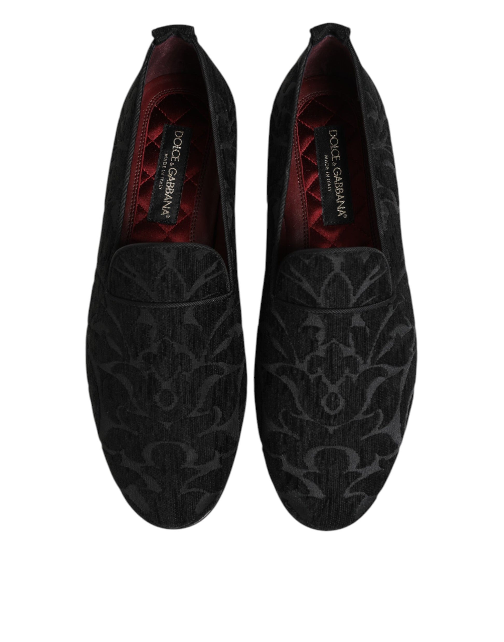 Black Brocade Loafers Slip On Men Dress Shoes