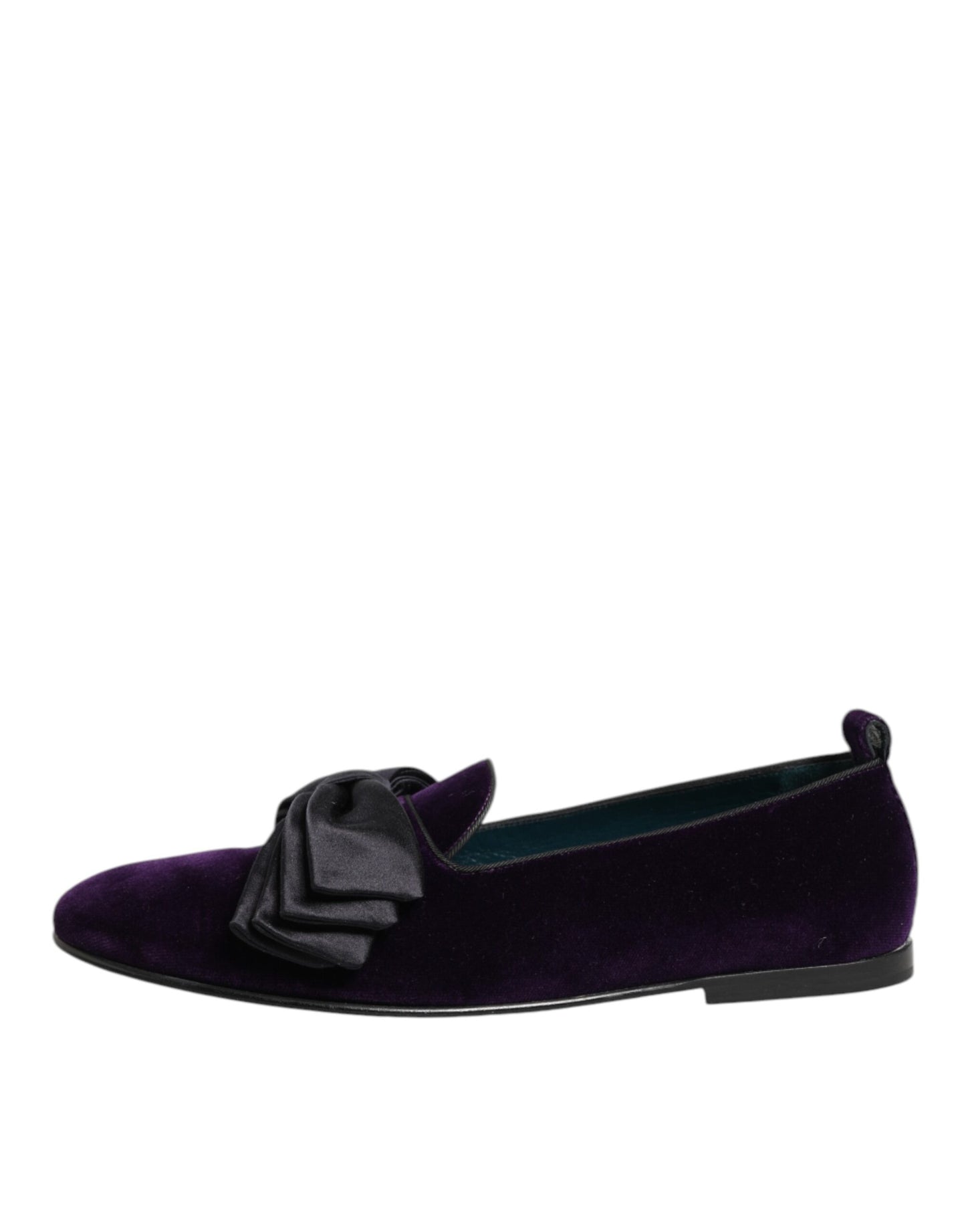 Purple Suede Cotton Bow Slip On Loafers Shoes