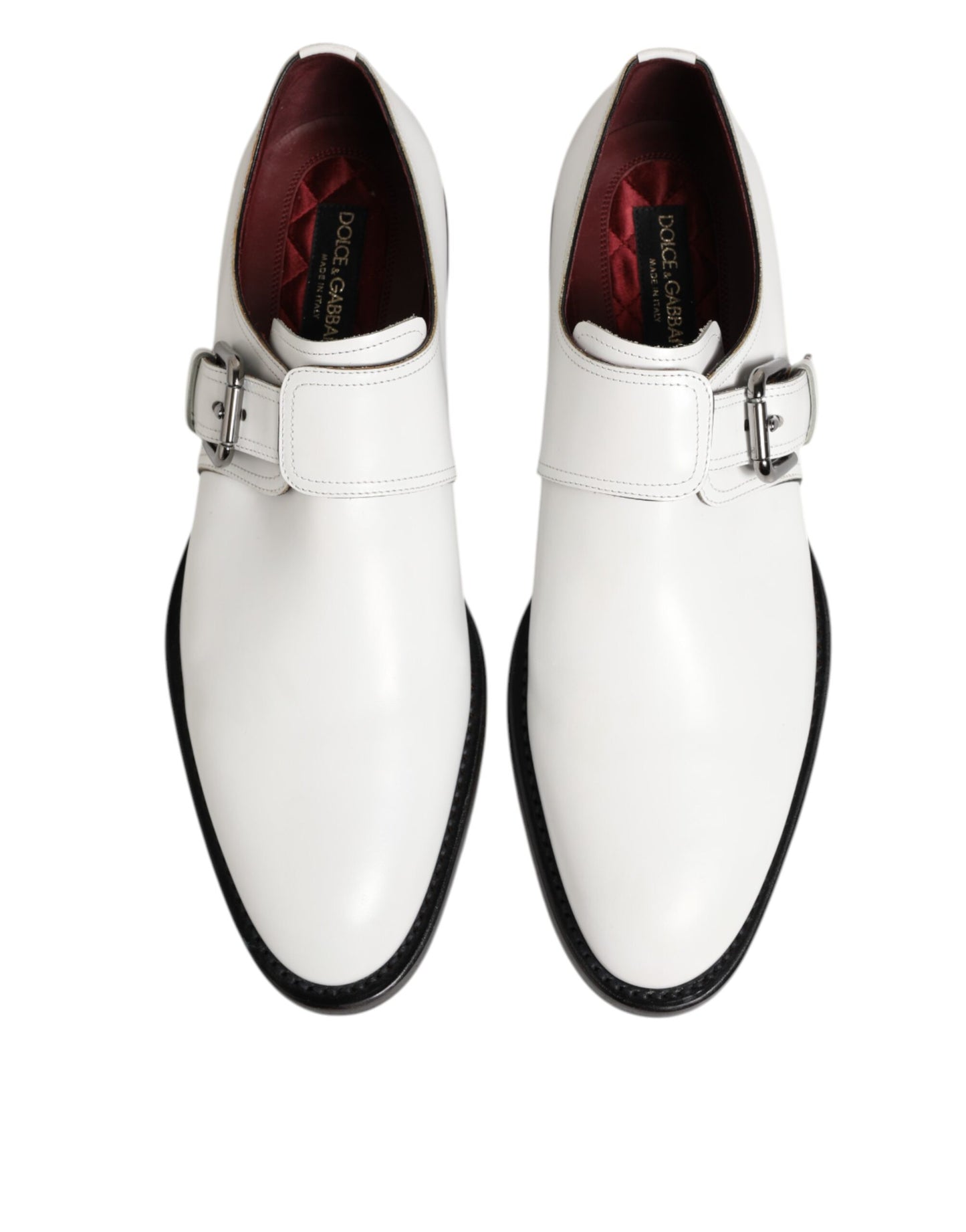 White Leather Monk Strap Formal Derby Shoes