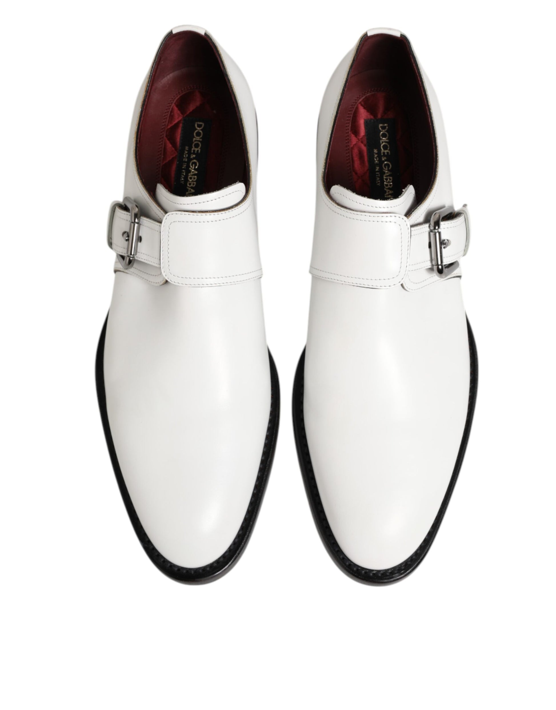 White Leather Monk Strap Formal Derby Shoes