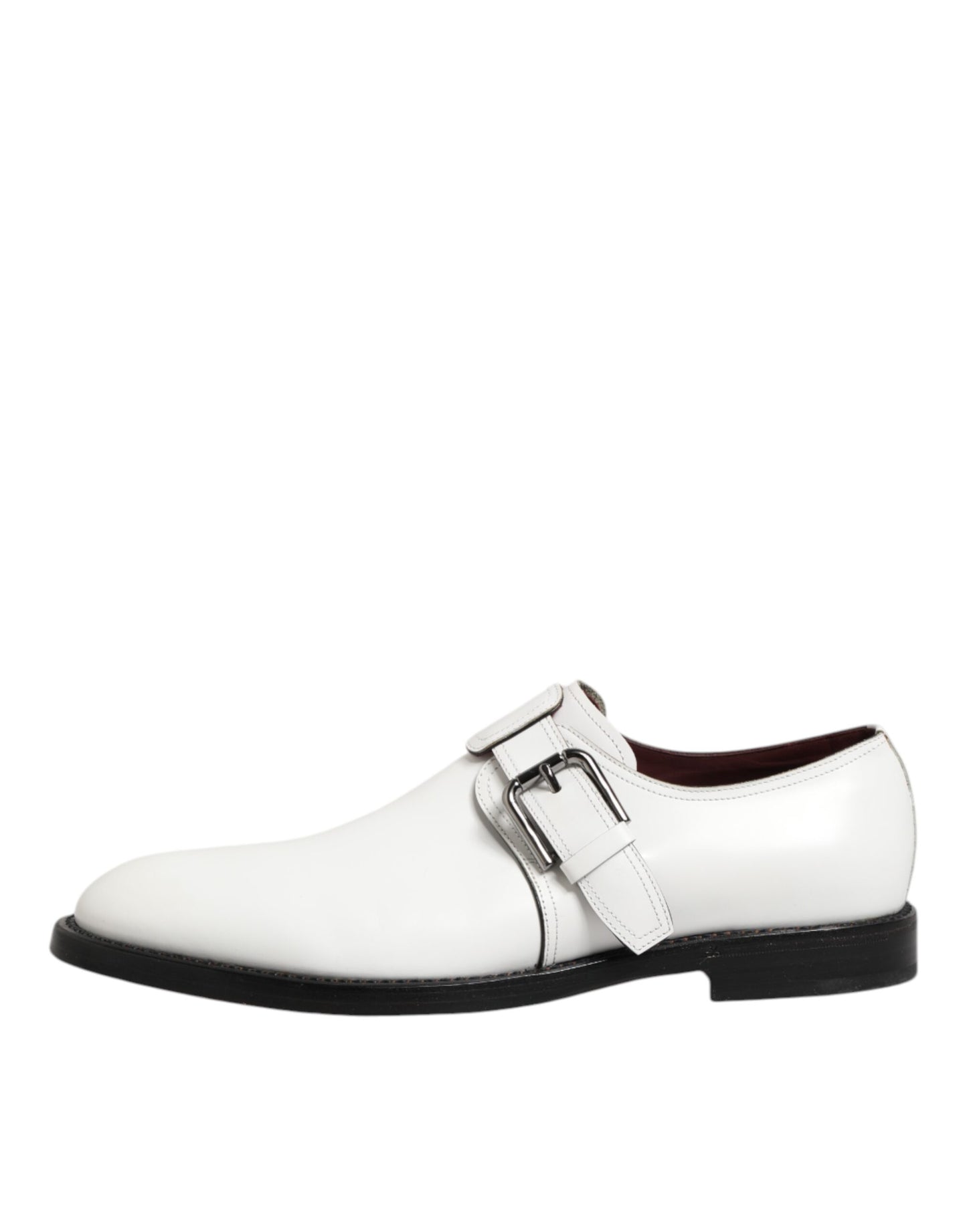 White Leather Monk Strap Formal Derby Shoes