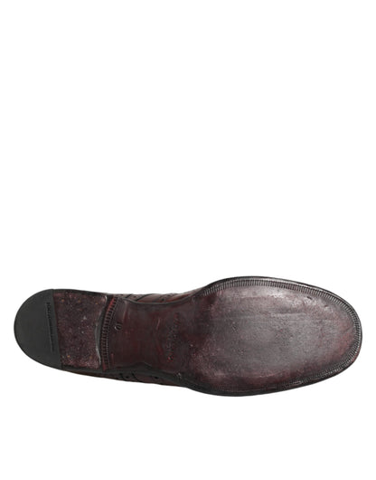 Bordeaux Leather Lace Up Dress Derby Shoes