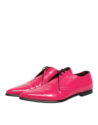 Pink Patent Leather Lace Up Dress Derby Shoes