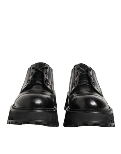 Black Leather Lace Up Derby Men Dress Shoes