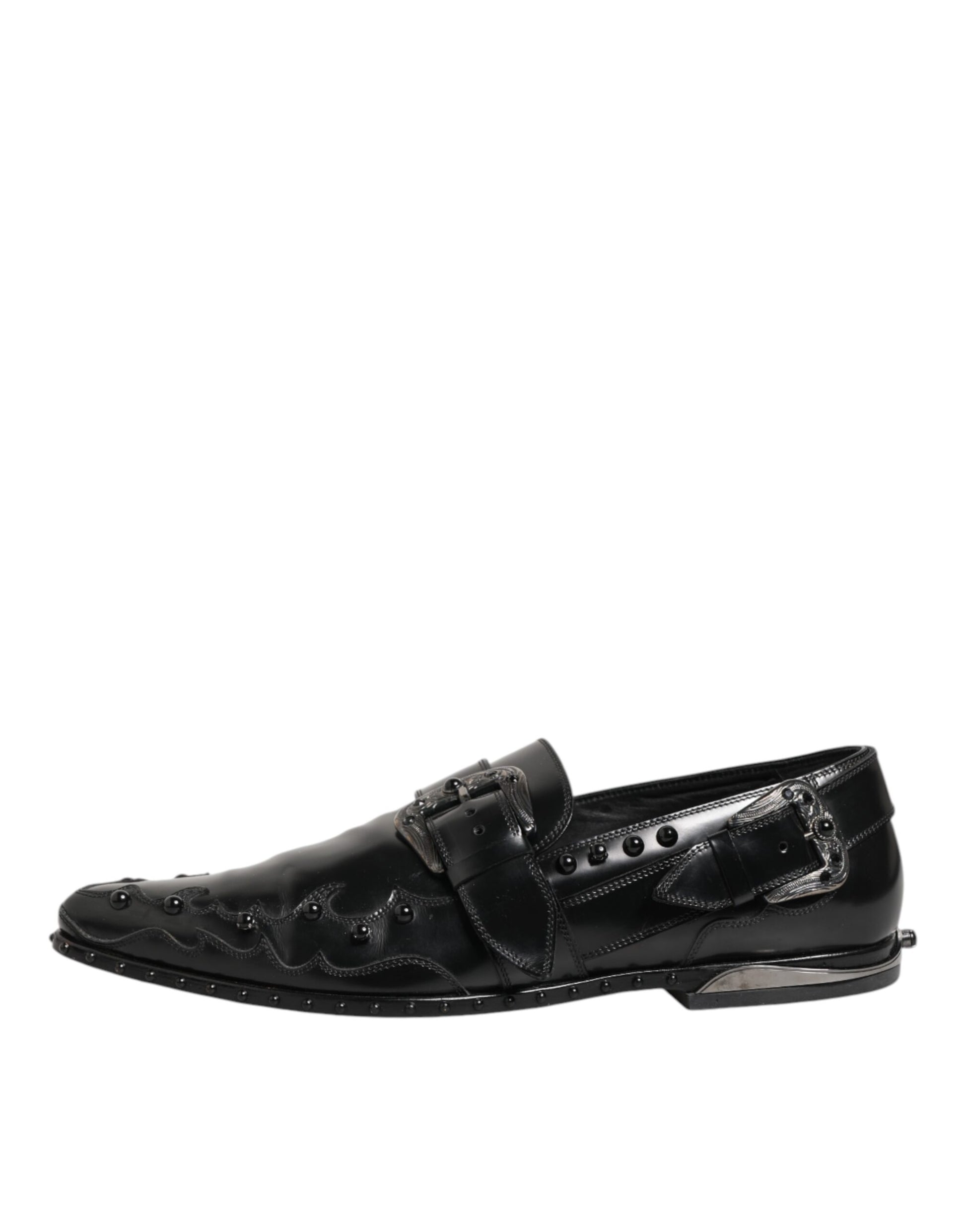 Black Embellished Dress Monk Strap Shoes