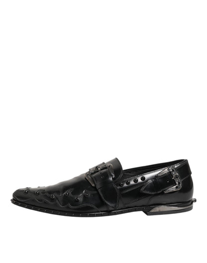 Black Embellished Dress Monk Strap Shoes