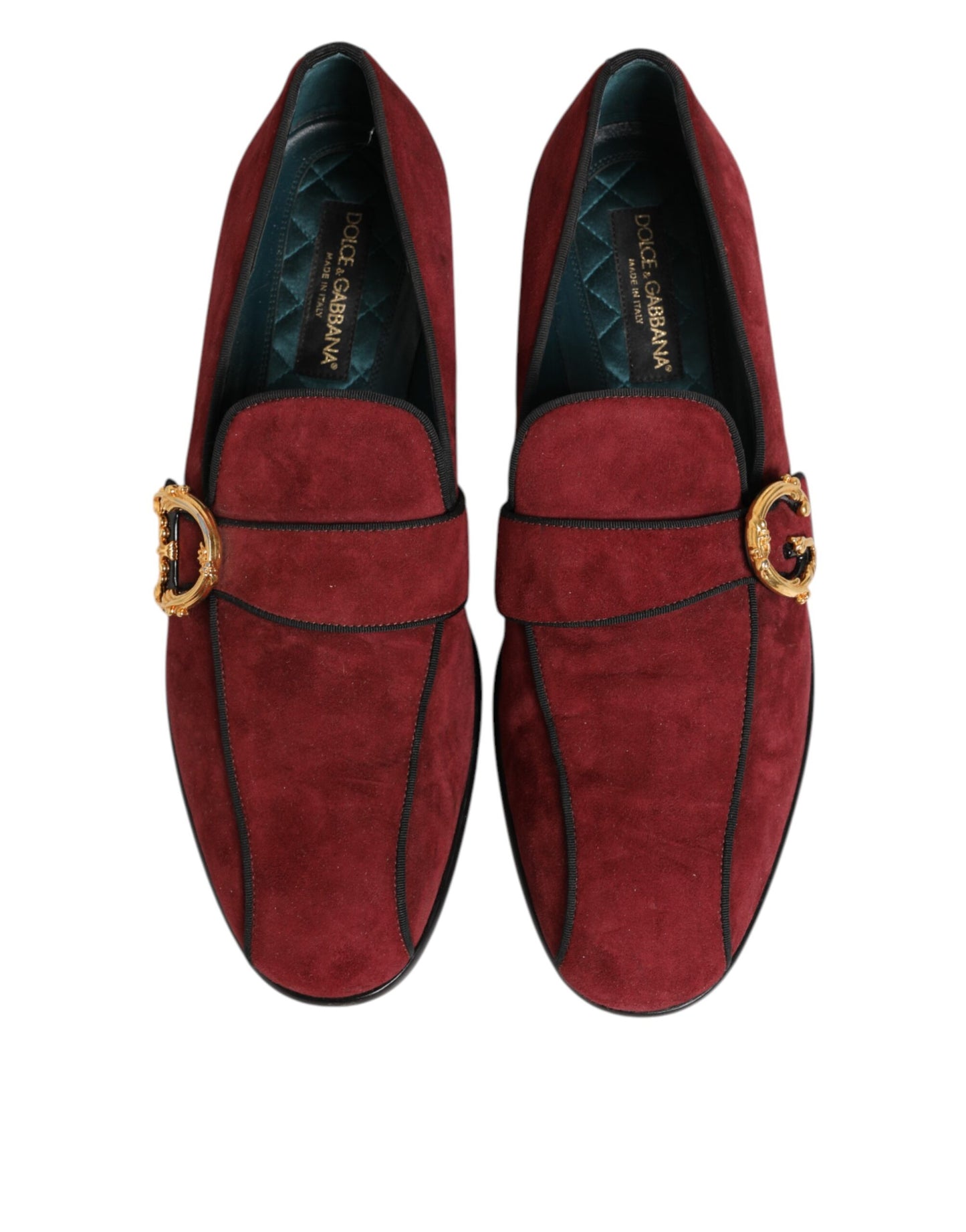 Bordeaux Suede Logo Loafers Formal Dress Shoes