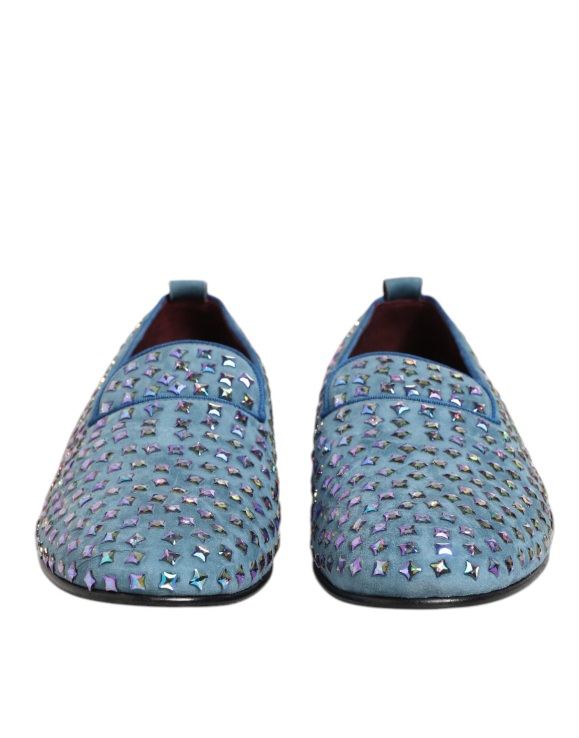 Blue Suede Studded Dress Men Loafers Shoes