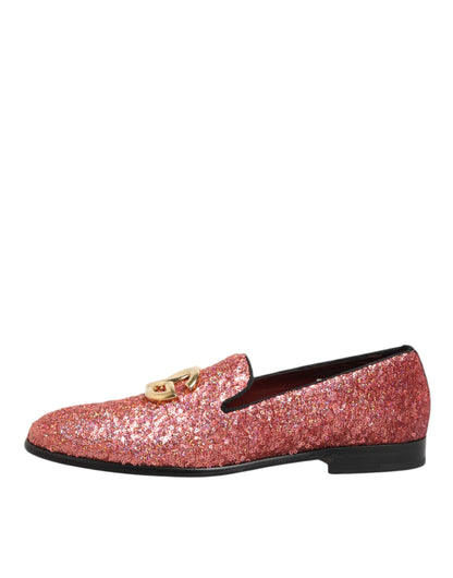 Pink Sequined Loafers Formal Dress Men Shoes
