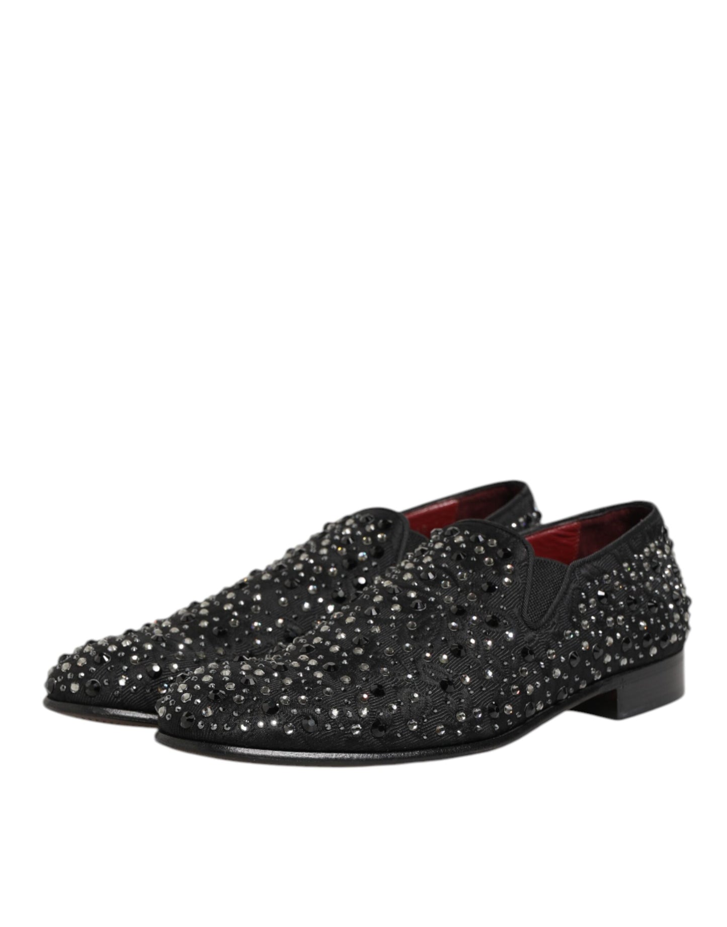 Black Suede Crystal Embellished Loafer Shoes